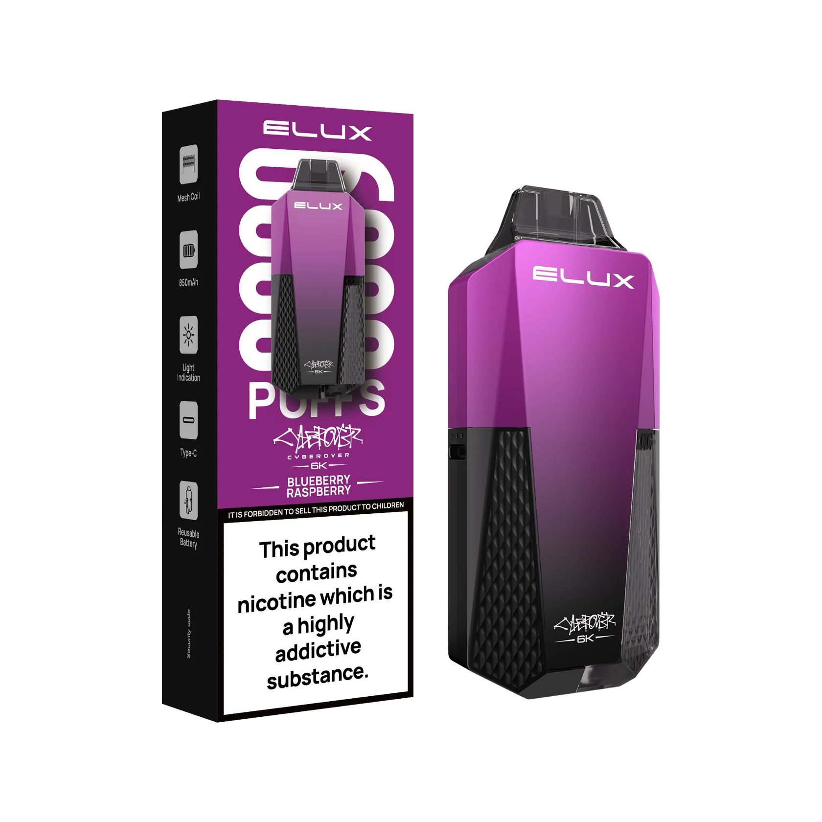 Elux cyberover 6k refill pod kit Blueberry raspberry