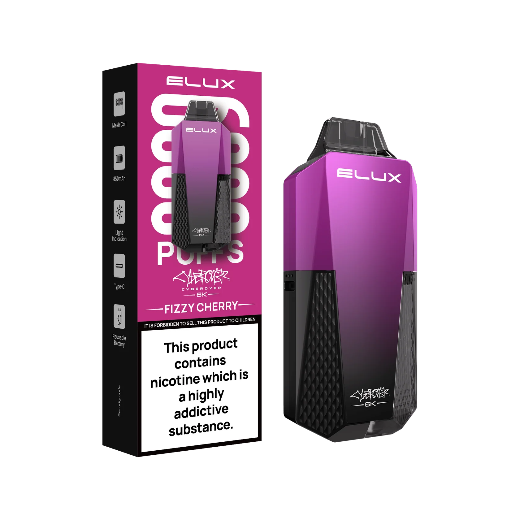Elux cyberover 6k refill pod kit Fizzy cherry