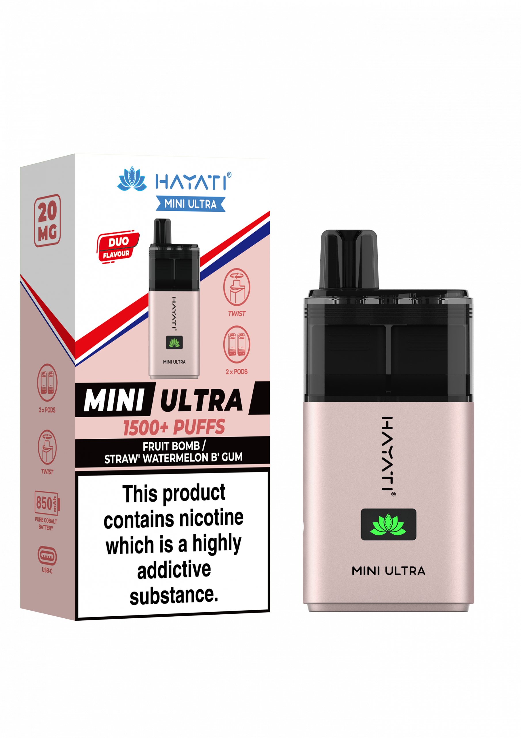 Hayati Mini Ultra Kit Fruit Bomb & Straw' Watermelon B'Gum