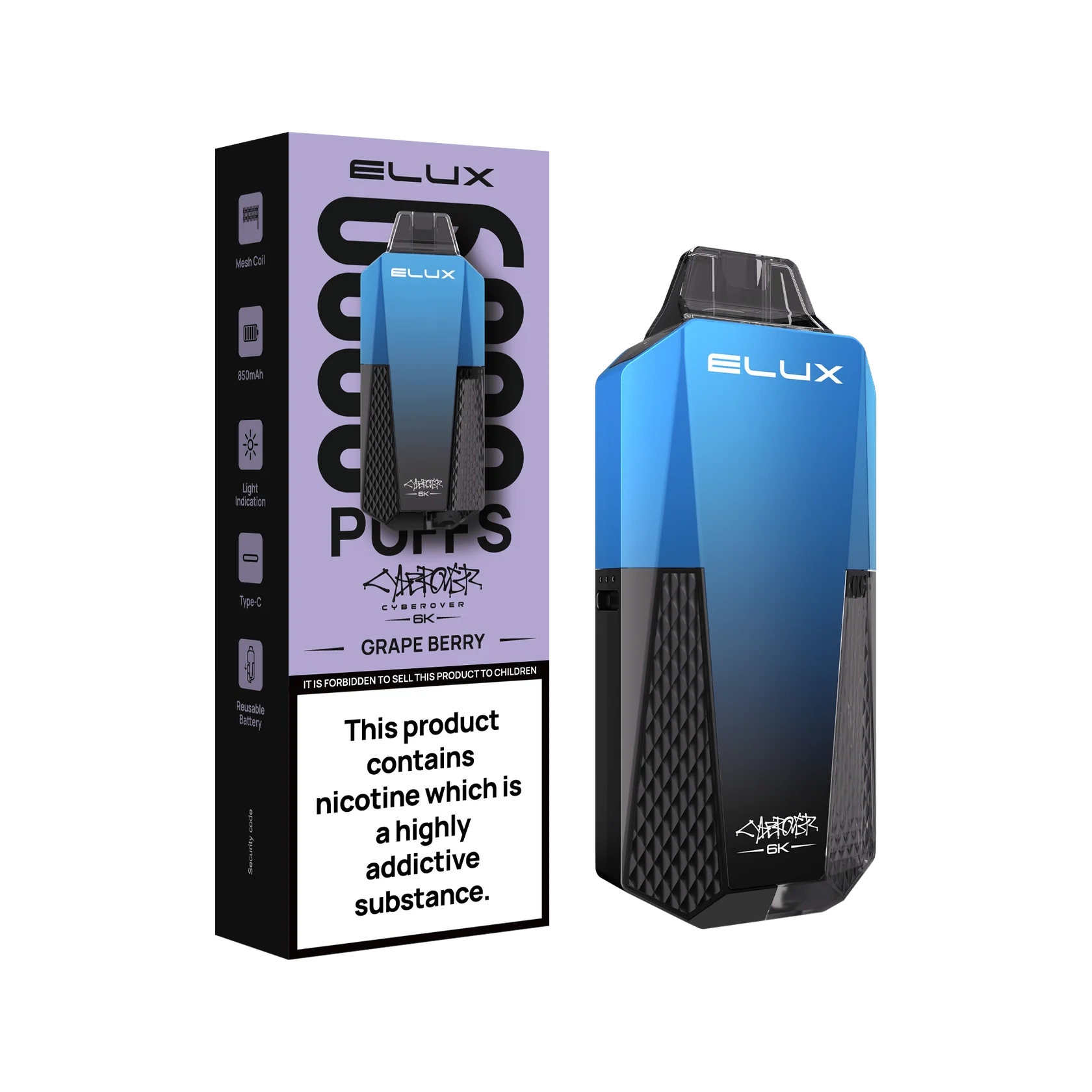 Elux cyberover 6k refill pod kit Grape berry