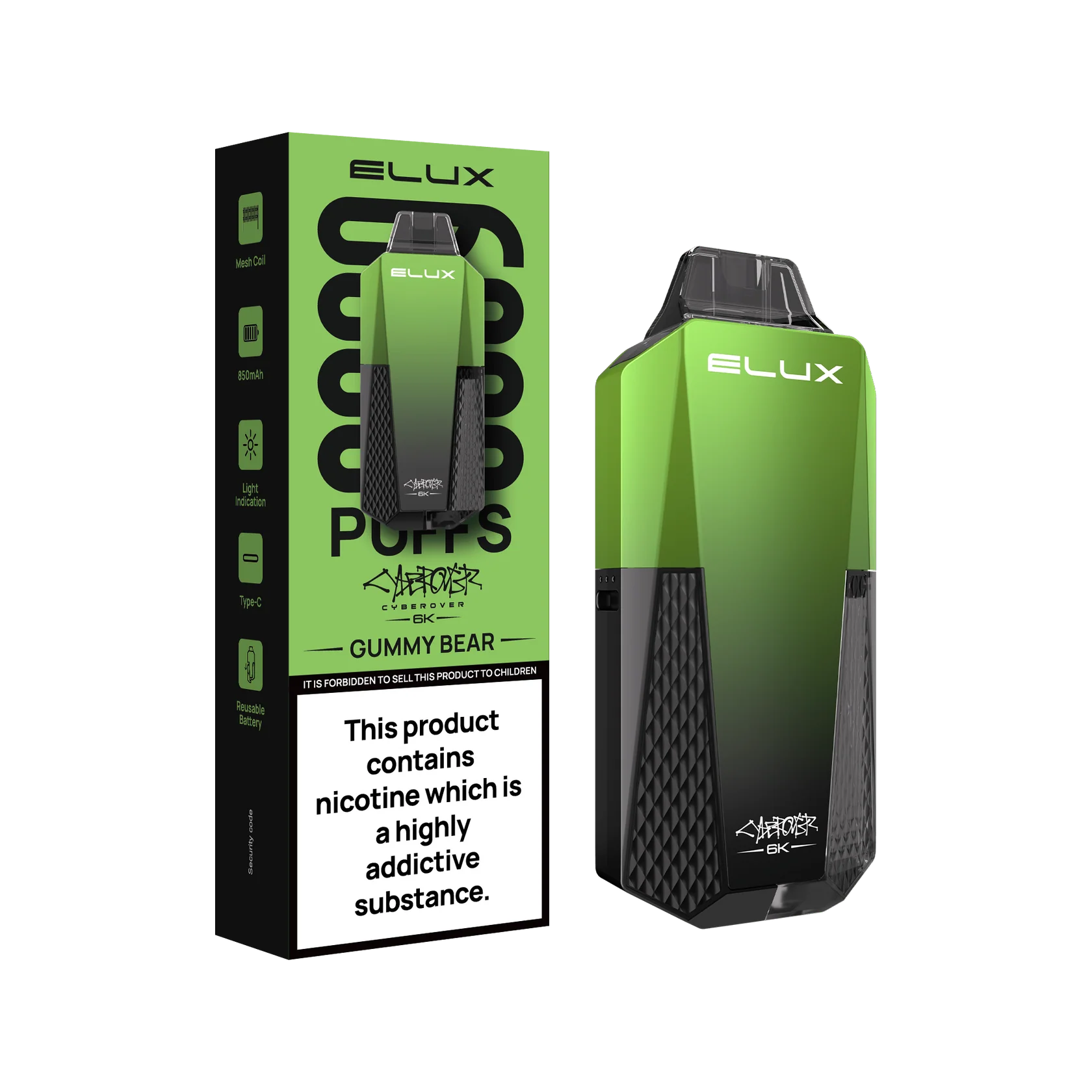 Elux cyberover 6k refill pod kit Gummy bear