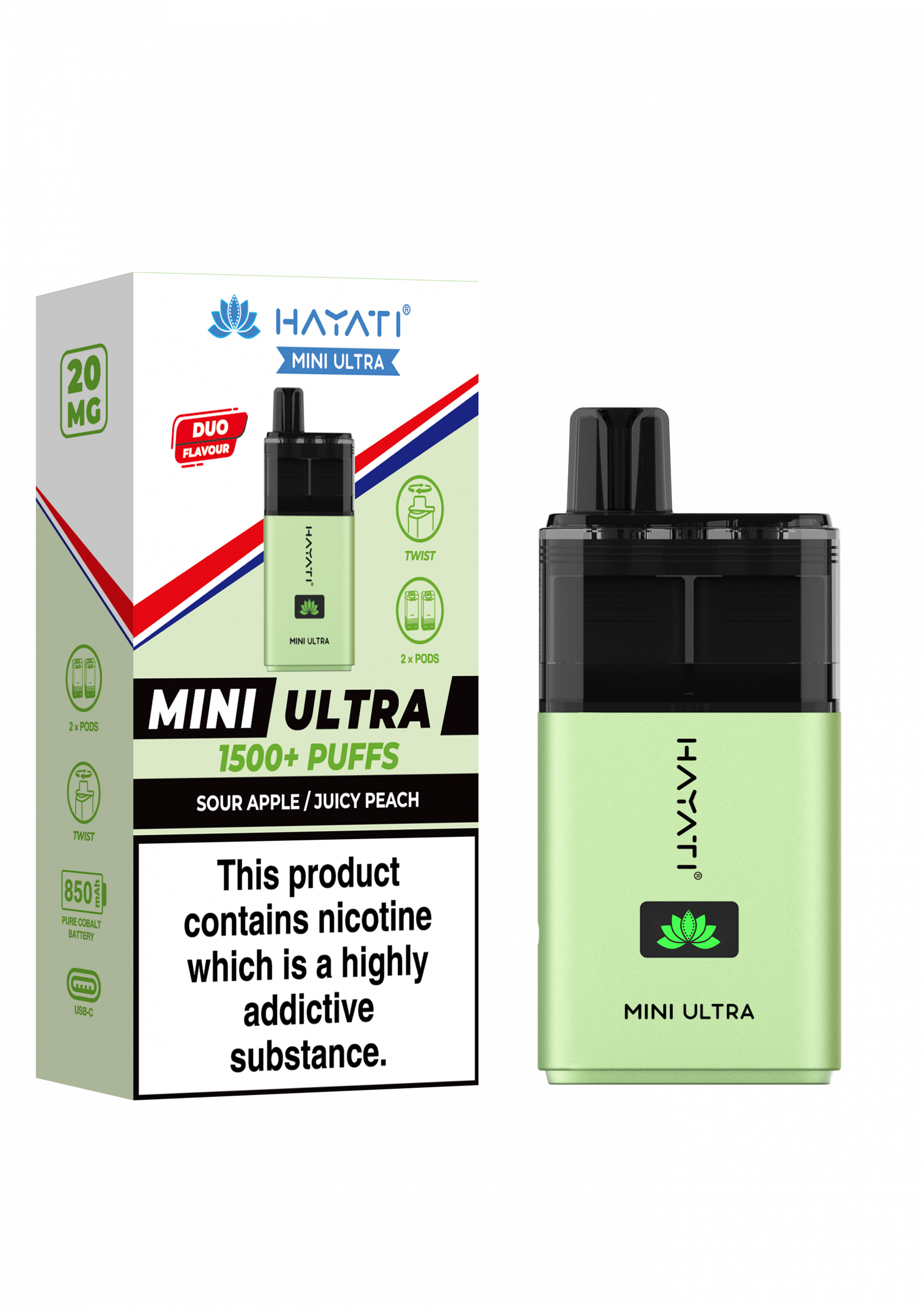 Hayati Mini Ultra Kit Sour Apple & Juicy Peach