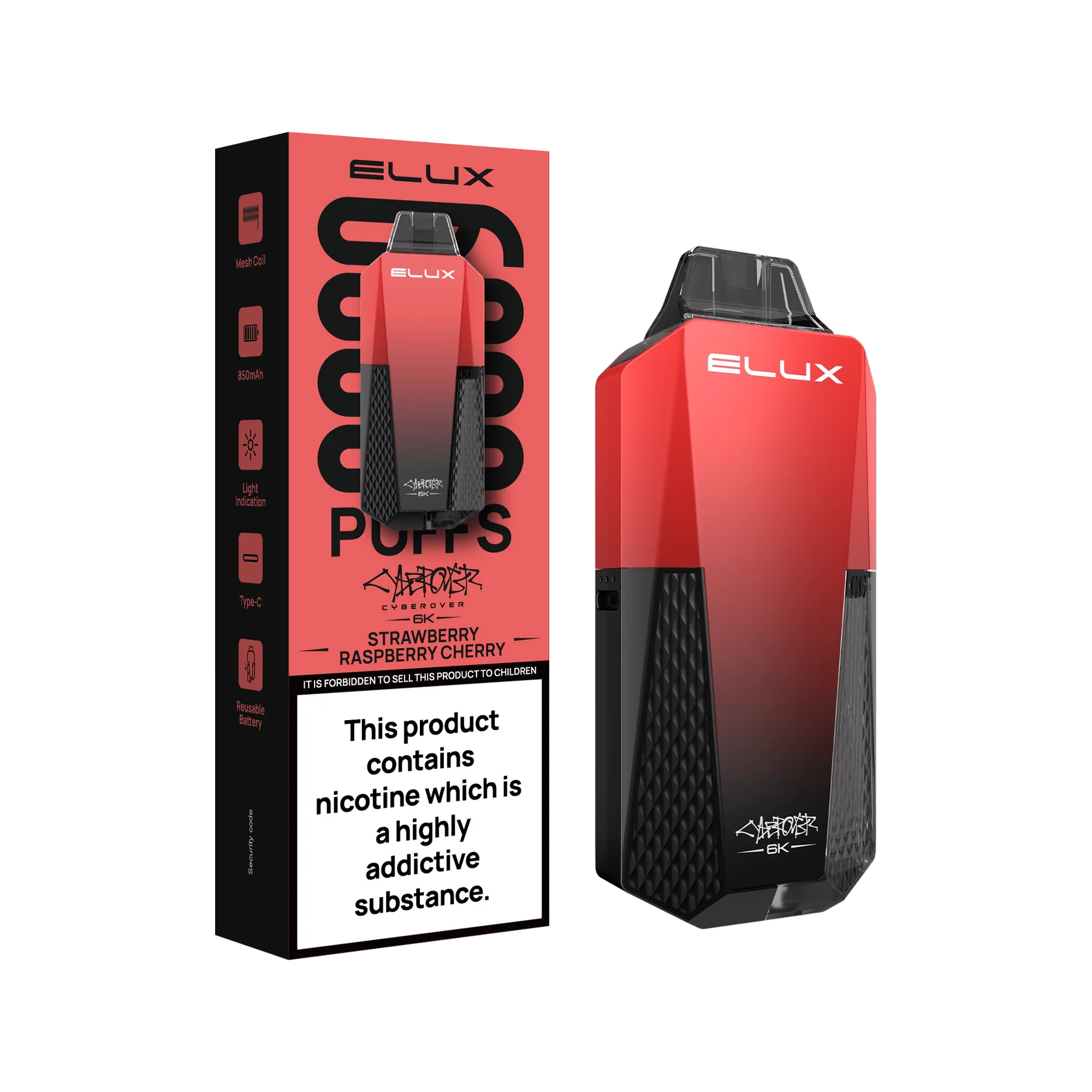 Elux cyberover 6k refill pod kit Strawberry raspberry cherry