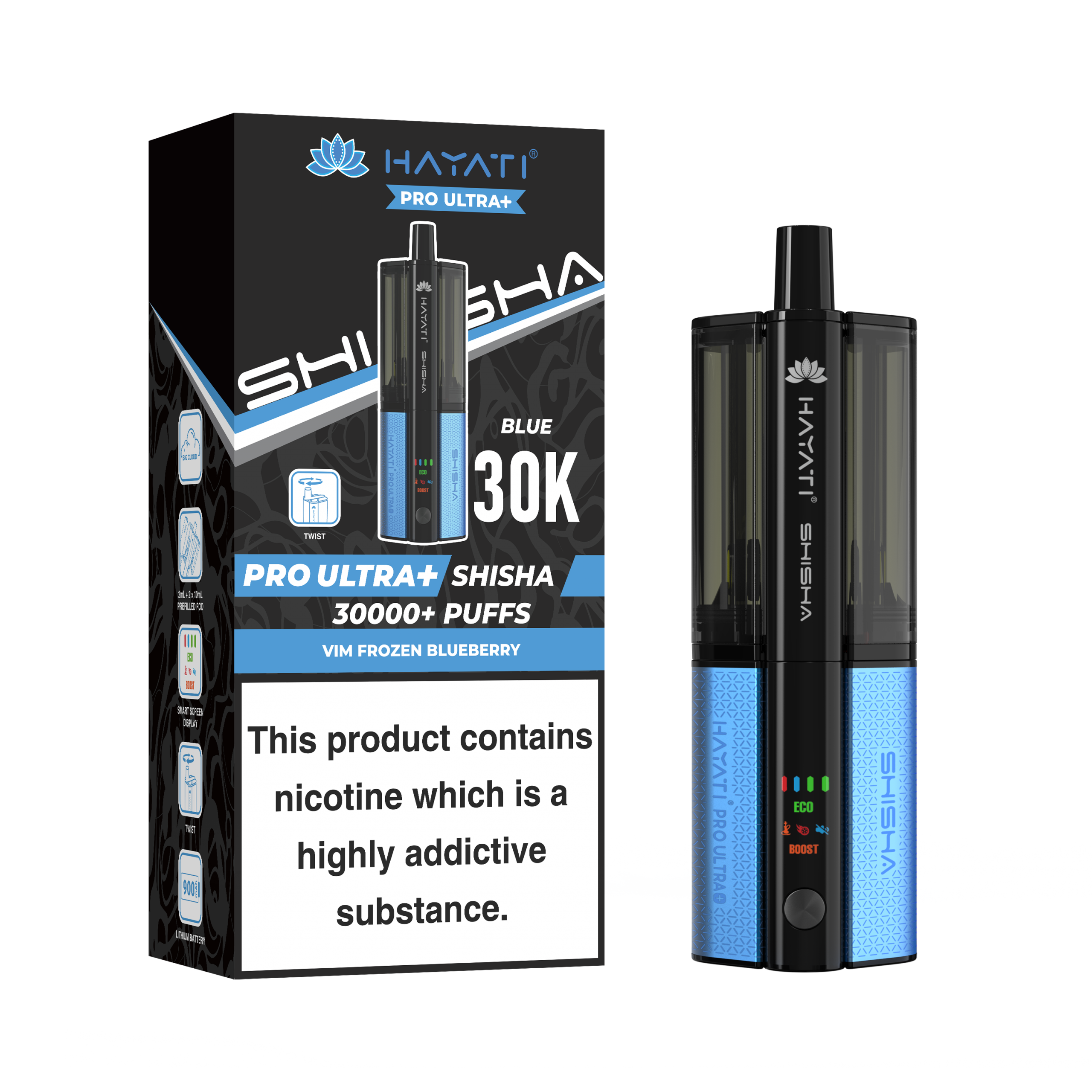 Hayati Pro Ultra Plus Shisha 30K KIT Vim Frozen Blueberry